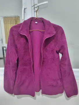 Jaket Fleece Lembut Retsleting Uniqlo