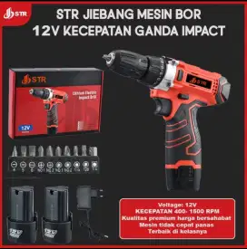 STR JIEBANG Type F-8775 Bor Baterai Cordless 12vf 2Baterai