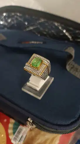 Batu tsavorite Garnet ring perak