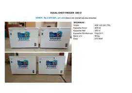 DIJUAL CHEST FREEZER 300 LT MERK AQUA