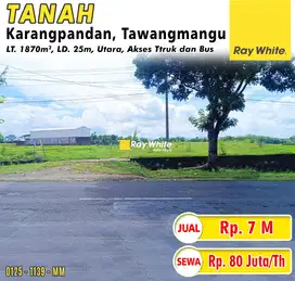 Dijual Tanah Jalan Utama ke Tawangmangu, Karangpandan