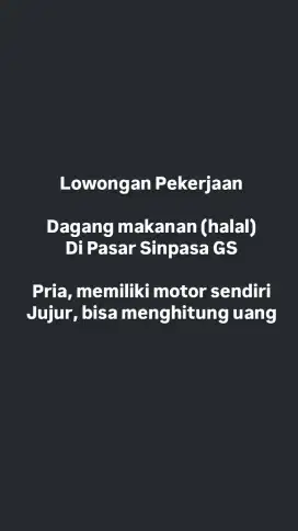Lowongan Dagang Makanan halal