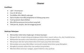 Admin Lapangan & Cleaner (Lapangan Olahraga)