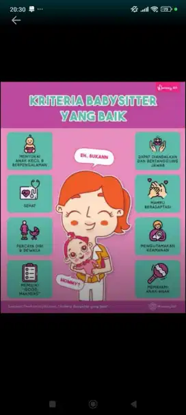 Dicari baby sitter di wilayah Lubang buaya