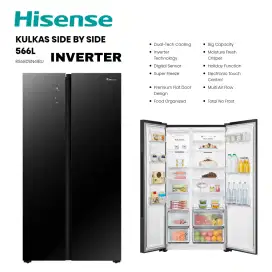 HISENSE Kulkas Side By Side INVERTER - Big Capacity 566 L RS680SN41BU