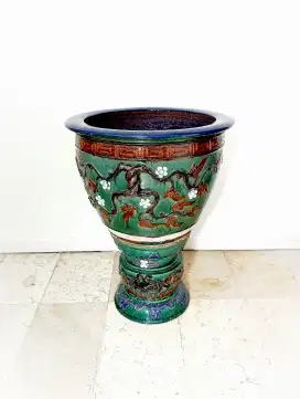 Pot keramik standing tinggi motif 3d D.60cm