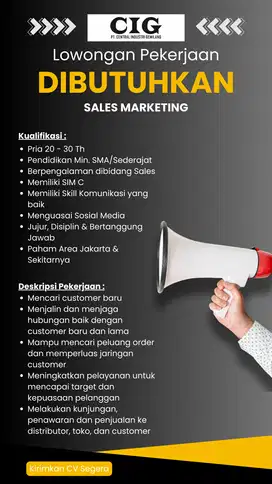 DIBUTUHKAN SEGERA SALES CANVASING UNTUK PRODUK PACKING