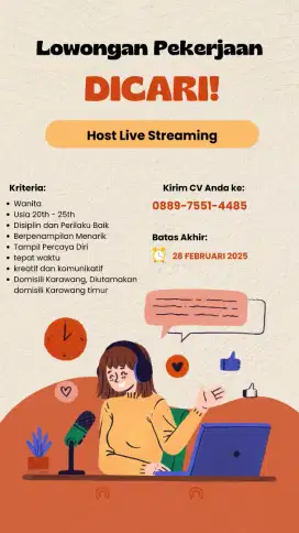 Lowongan kerja host live streaming