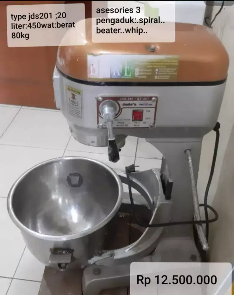 Mixer JDS 201, oven bakers friend, proofer 12 loyang n rak loyang 12