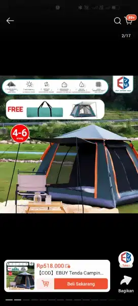 Tenda camping 3 atau 4 orang