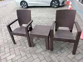 Kursi + meja teras napoly rattan