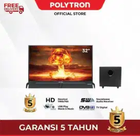 Polytron Led TV 32inch PLD32BV1558 Soundbar Speaker with woofer New