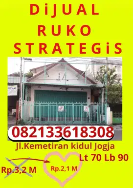 Dijual ruko strategis tengah kota dekat malioboro
