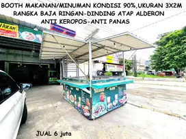 Booth Makanan/Minuman Rangka Baja Ringan,Atap/Dinding Alderon spt Baru