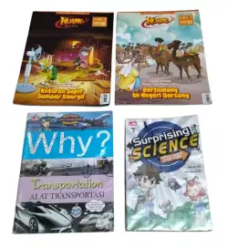 Paket 4 komik pengetahuan WHY, KUARK & SURPRISING SCIENCE preloved ORI