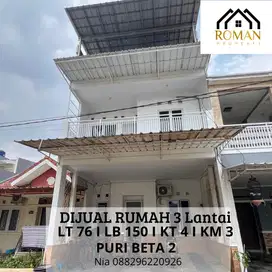 Dijual rumah 3 lantai siap huni puri beta 2