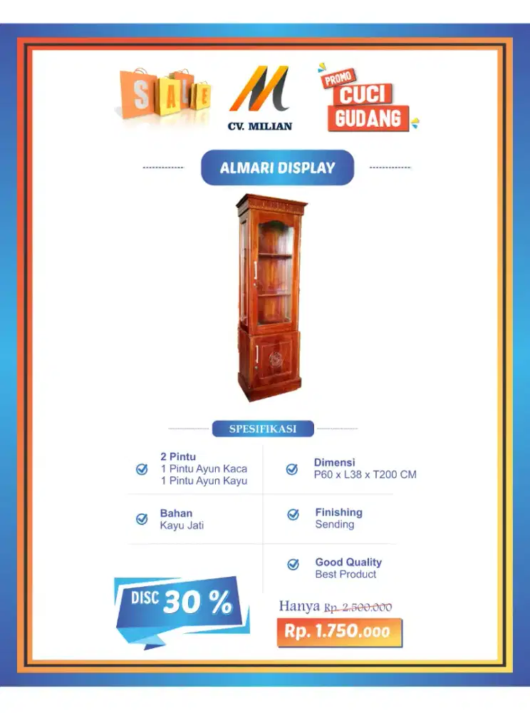 Almari display kayu