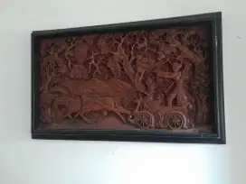 Hiasan Dinding Ukir Kayu Jati Ramayana