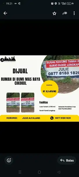 Dijual tanah murah di Cilenggang Raya BSD