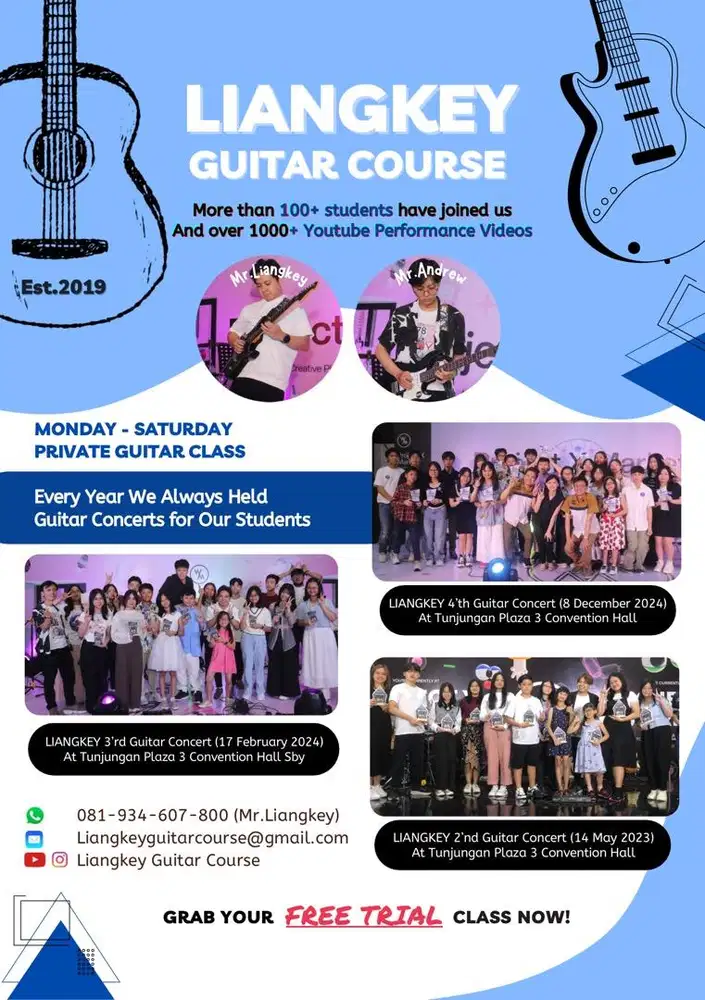 Kursus Gitar Surabaya Private (Pop,Jazz,Rock Sejak 2012)