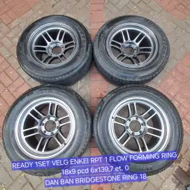 READY! Velg Rpf1 Ring 18 Lebar 9
Pcd 6x139 dan Ban Bridgestone 265/60