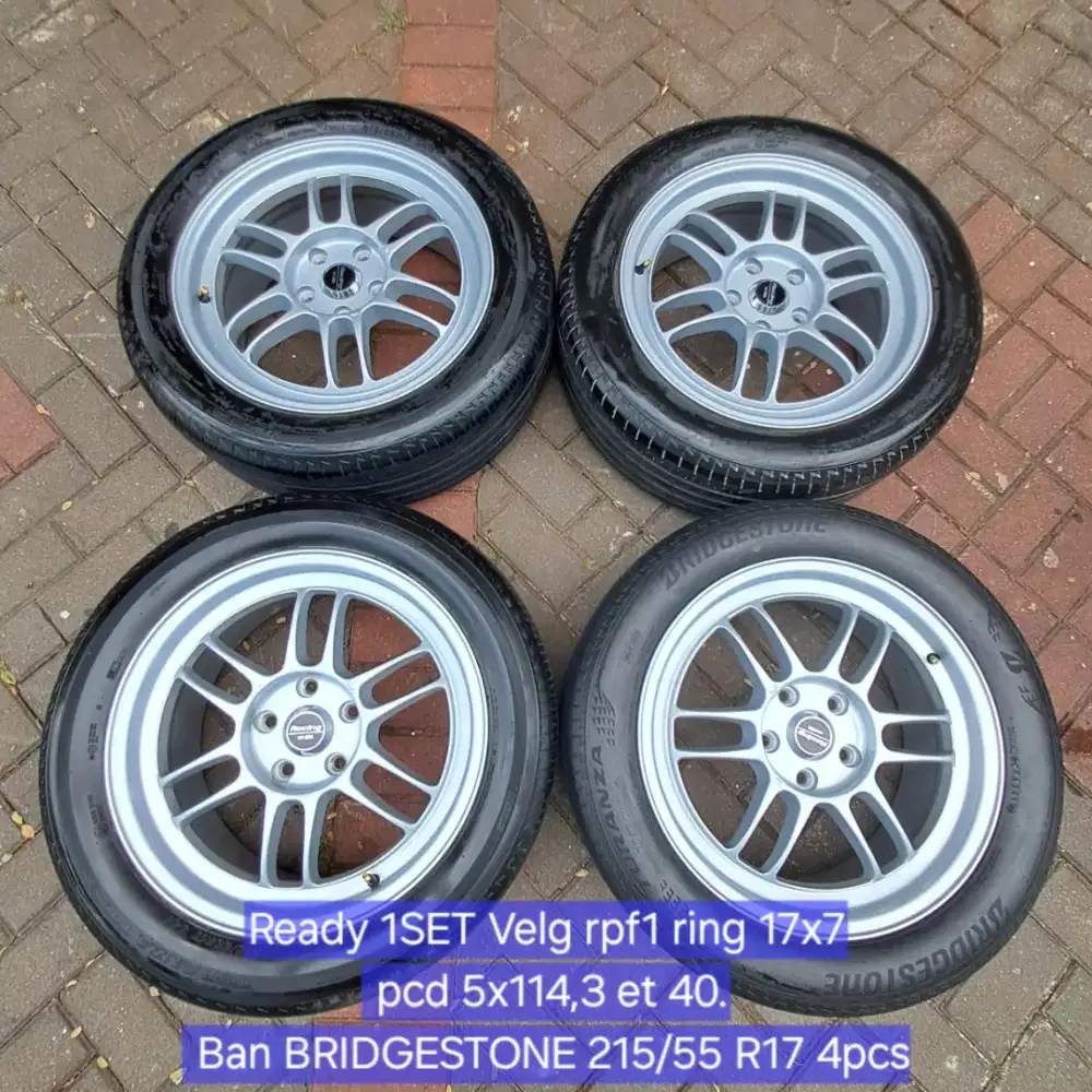 Ready 1SET Velg rpf1 ring 17x7 pcd 5x114,3 et 40. Ban BRIDGESTONE