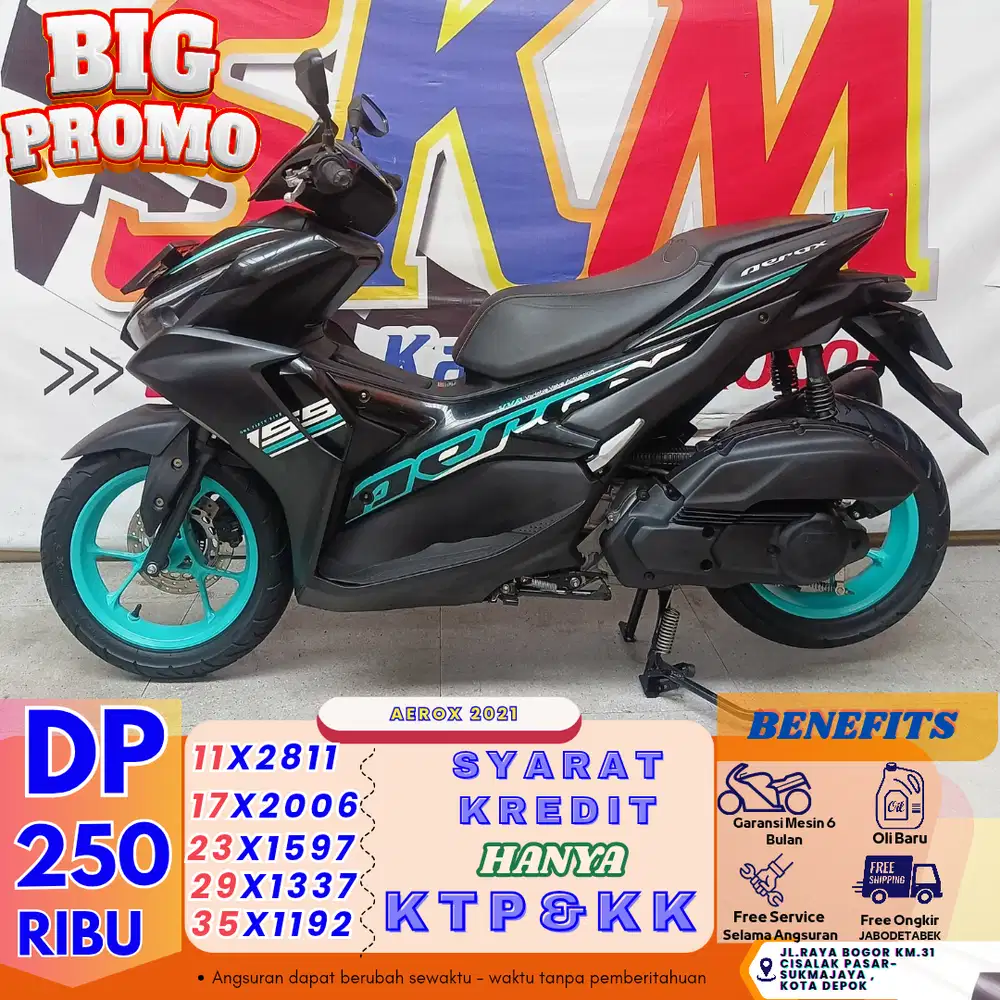 (aerox tahun 2021 dp:250 proses 1hr cash credit )km low
