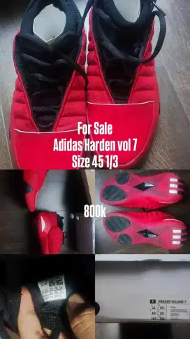 Sepatu basket adidas harden vol 7 ORI red/black 45 1/3