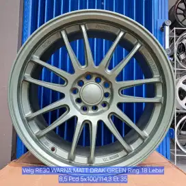 Velg RE30 WARNA MATT DRAK GREEN Ring 18 Lebar 8,5 Pcd 5x100/114,3 Et35