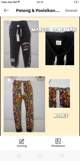 2 pvs celana Marvel Spiderman & Disney Celana anak
