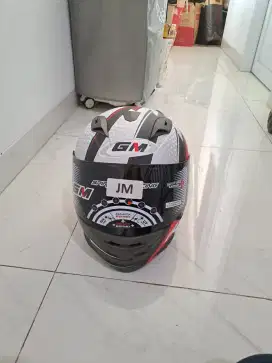 Helm Full Face GM Helmet Race Pro Red Black Merah Hitam size XL