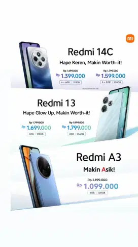 Promo tripple CashBack Redmi A3,Redmi 13,Redmi 14C