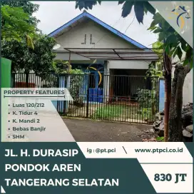 DIJUAL RUMAH DI JL. H. DURASIP PONDOK AREN - VIA CESSIE
