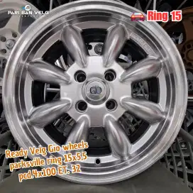 Ready Velg Gio Wheels parksville 
ring 15x5,5 pcd.4x100 ET. 32
