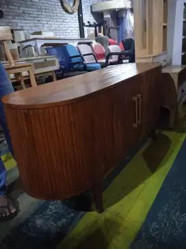 Meja TV oval jati