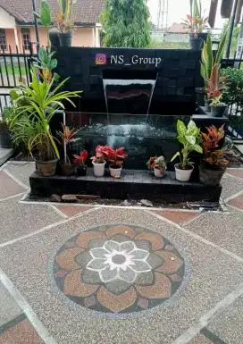 LANTAI TERAS BATU SIKAT MOTIF