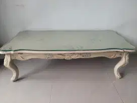 Meja jadul full batu marmer asli + tatakan kaca