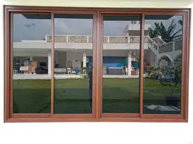 Kusen Jendela Aluminium Urat Kayu