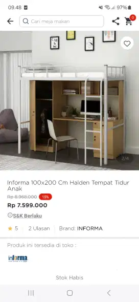 Tempat Tidur + Meja Belajar Informa