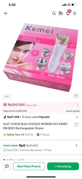 Kemei alat cukur wanita 5 in 1