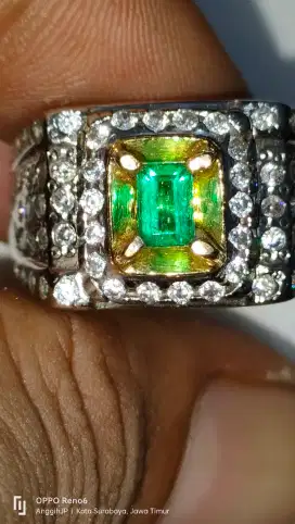 Cincin batu emerald beryl ring perak