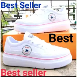 Sepatu karet wanita sneakers putih ringan
