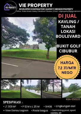 DEPAN DANAU LAGOON DIJUAL MURAH  KAVLING DI BUKIT GOLF CIBUBUR