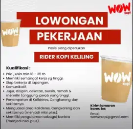 Dibutuhkan driver untuk kopi keliling daerah Kalideres Jakarta Barat