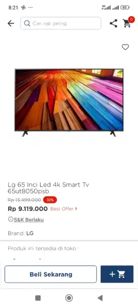 Promo cicilan Led LG 65inci smart TV4k