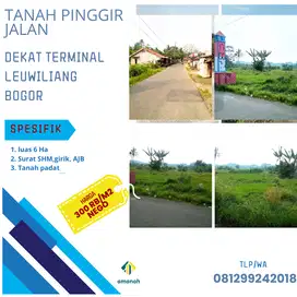 Tanah Pinggir Jalan Dekat Terminal Leuwiliang Cocok Perumahan Subsidi