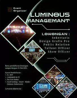 Telah dibuka lowongan kerja di event organizer