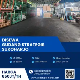 Disewakan Gudang Zona Industri Luas 3300m2 Grogol,Sukoharjo