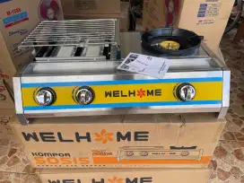 Merk welhome 2 in 1  kompor gas + panggangan roaster jadi 1