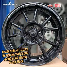 Ready Velg JF Luxury RH Racing  15x6,5 pcd 4x100 et.42 Gloss Black
